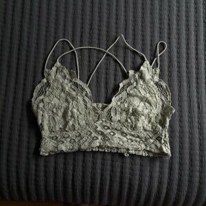Free People Lace Bralette in Olive Green